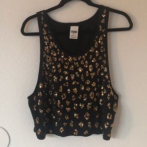 Cheetah Print Sequin Muscle Tank